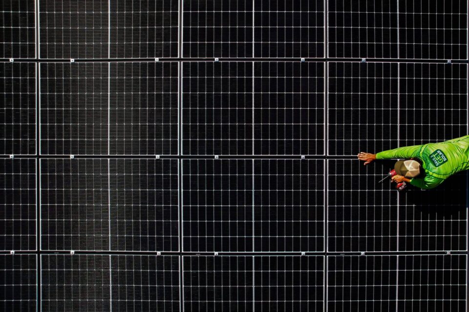 Roof solar panel from the top